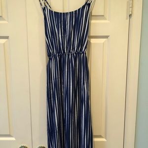 Blue and white maxi dress